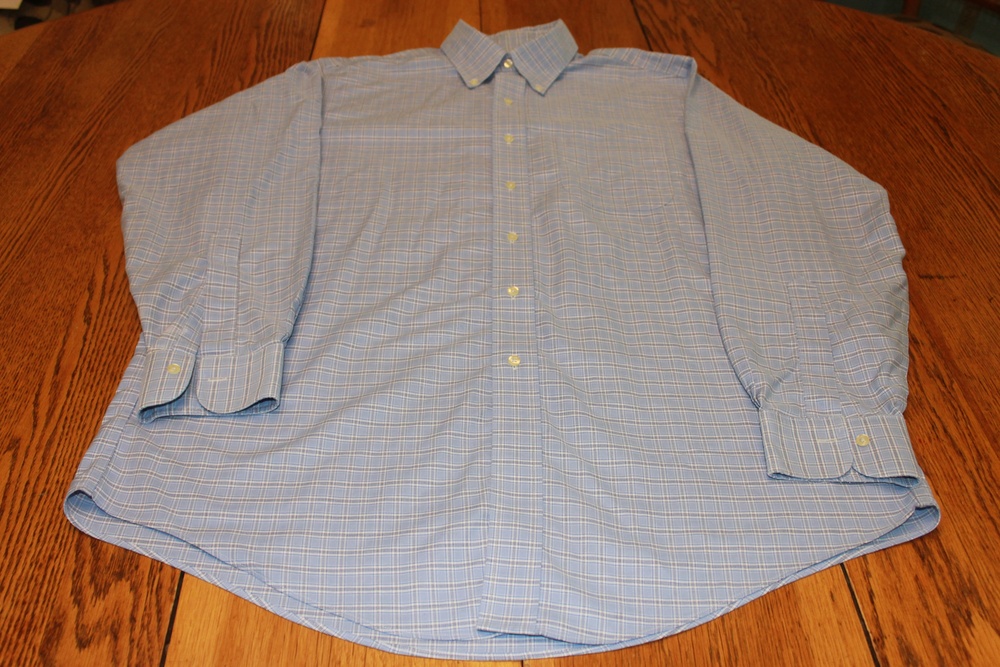 Brooks Brothers Shirt Mens Large Blue Plaid Classic Fit Supima Cotton Non Iron